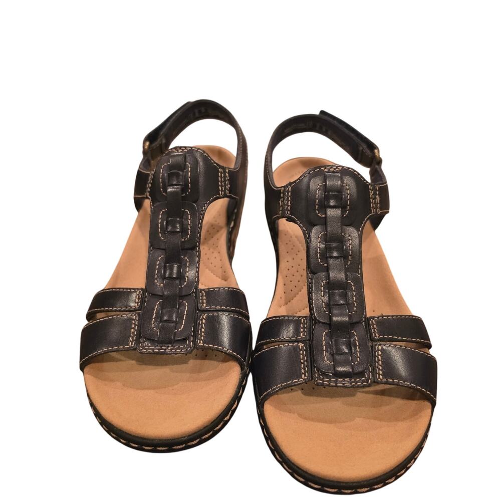 Clarks Laurieann Kay Black Leather Scandals Women's Size 8 New in Box
